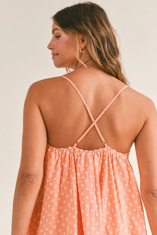 Anabelle Floral Embroidered Ruffle Mini Dress Coral