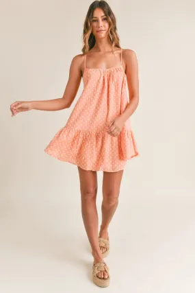 Anabelle Floral Embroidered Ruffle Mini Dress Coral