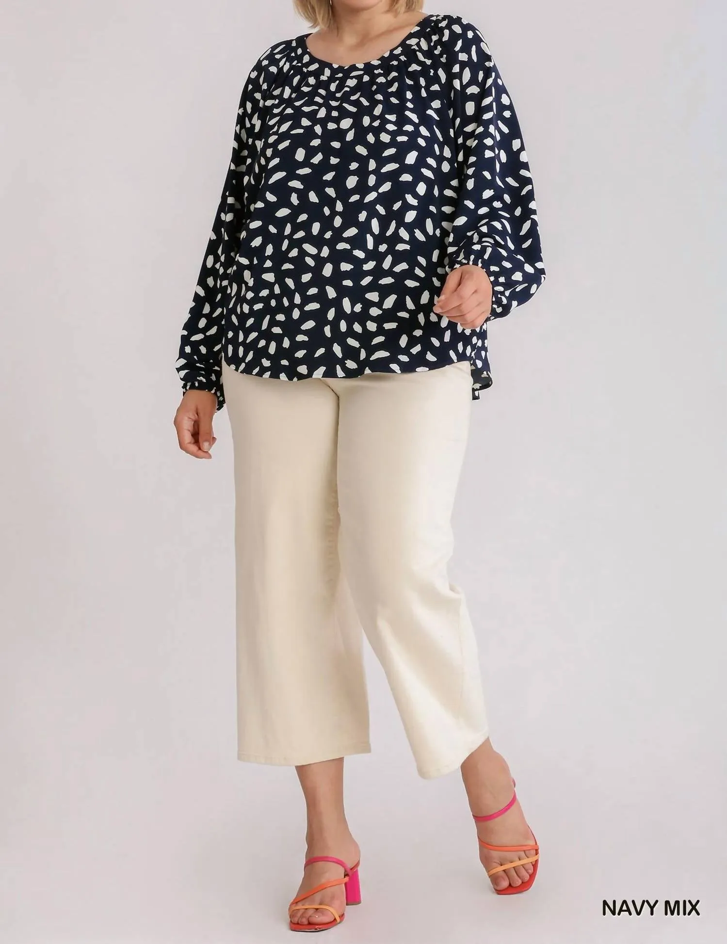 Animal Print Round Neck Long Sleeve Top