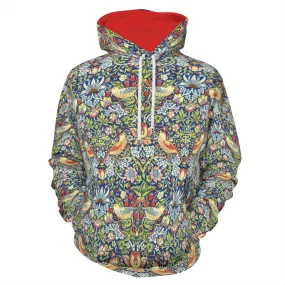 Art Nouveau Heavyweight Cotton Hoodie - William Morris 'The Strawberry Thieves'