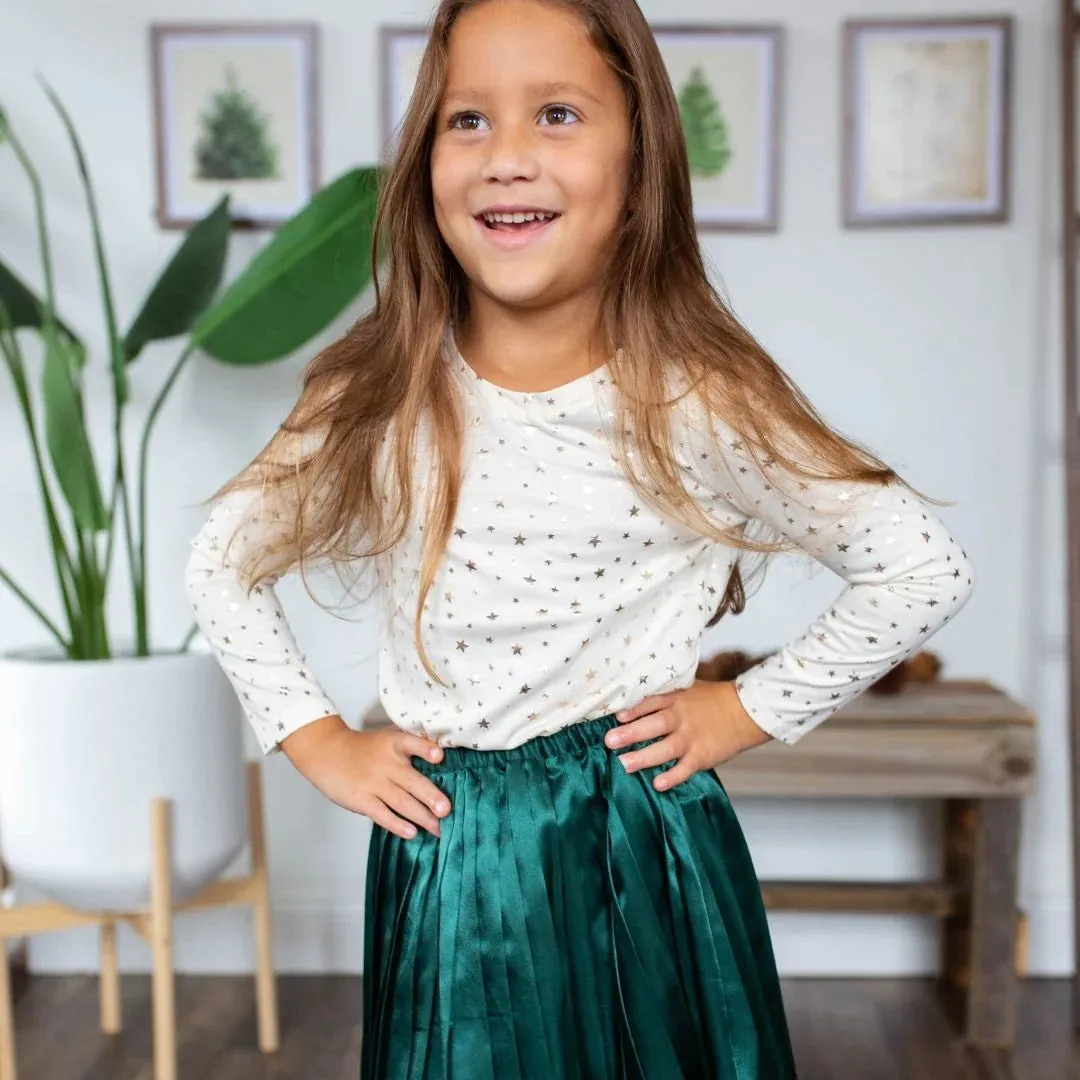 Billie Puff Sleeve Top in Eggnog Sparkle Stars