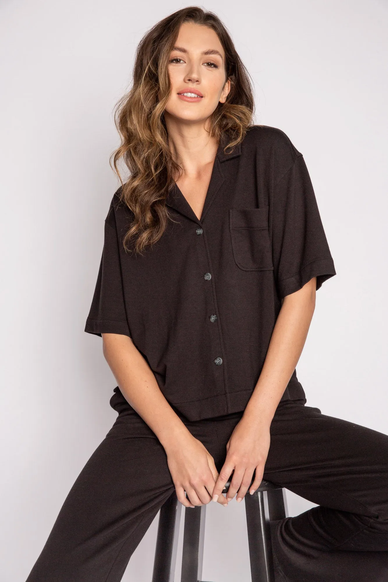 Black Essential Pajama Top