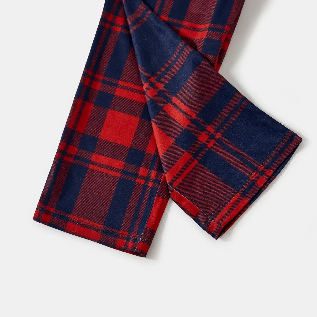 Christmas Pattern and "Family Christmas 2024" Printed Red and Blue Plaid Christmas Matching Pajamas