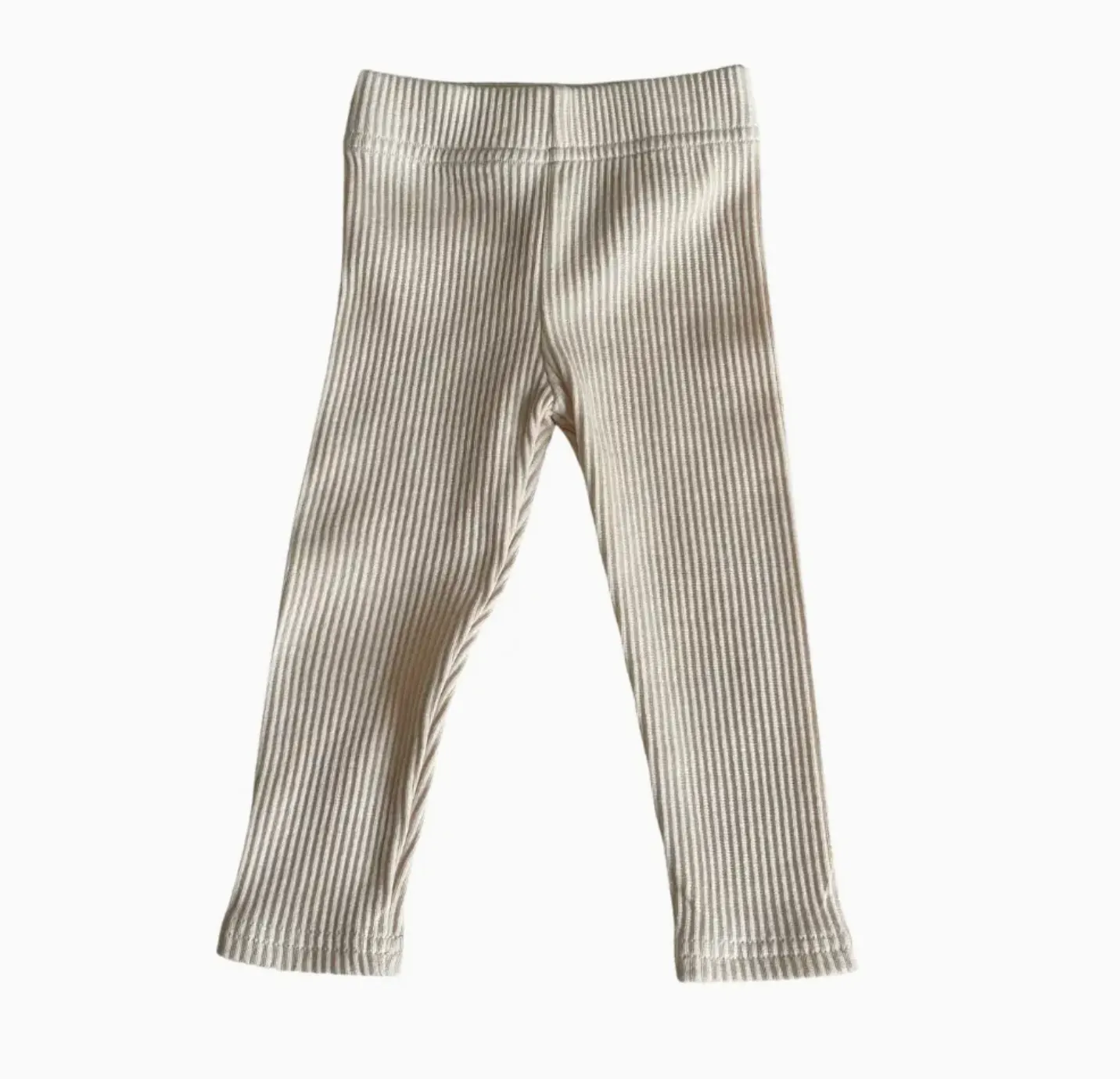 Cream Ribbed Leggings