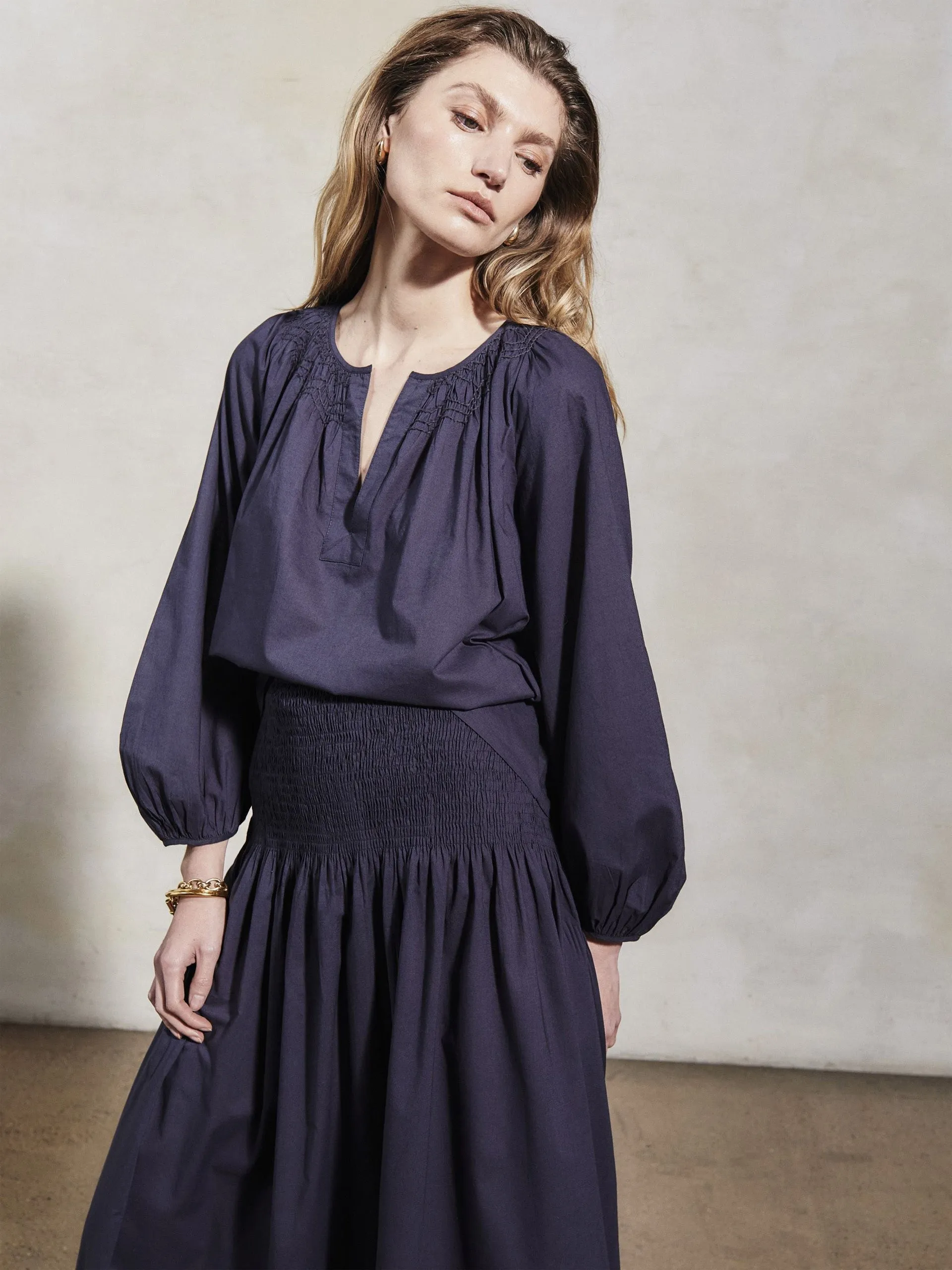 Elizabeth midnight cotton blouse