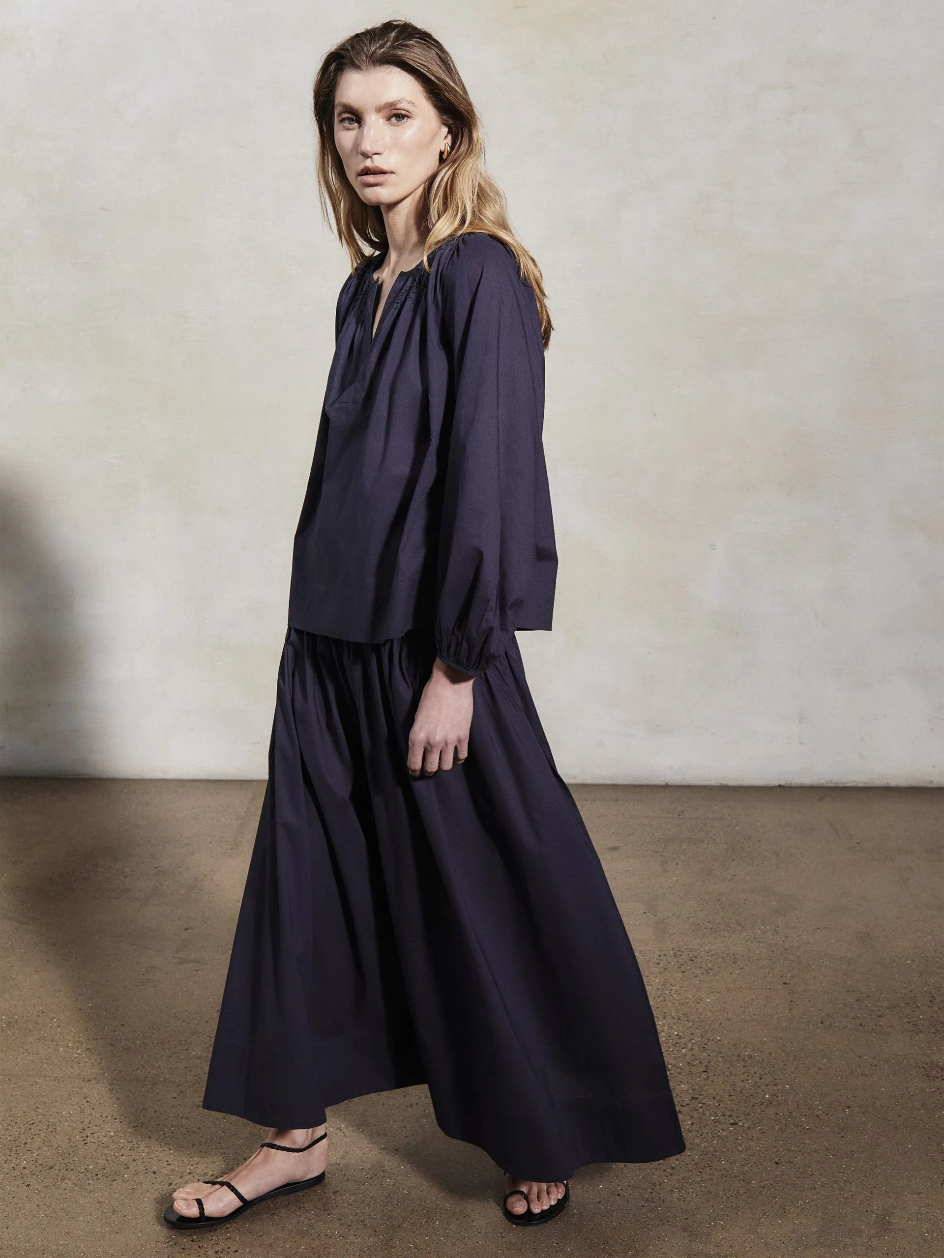 Elizabeth midnight cotton blouse