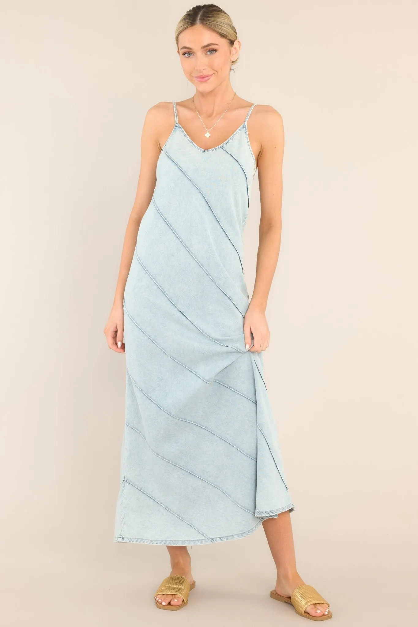 Freedom Calls Light Chambray Maxi Dress