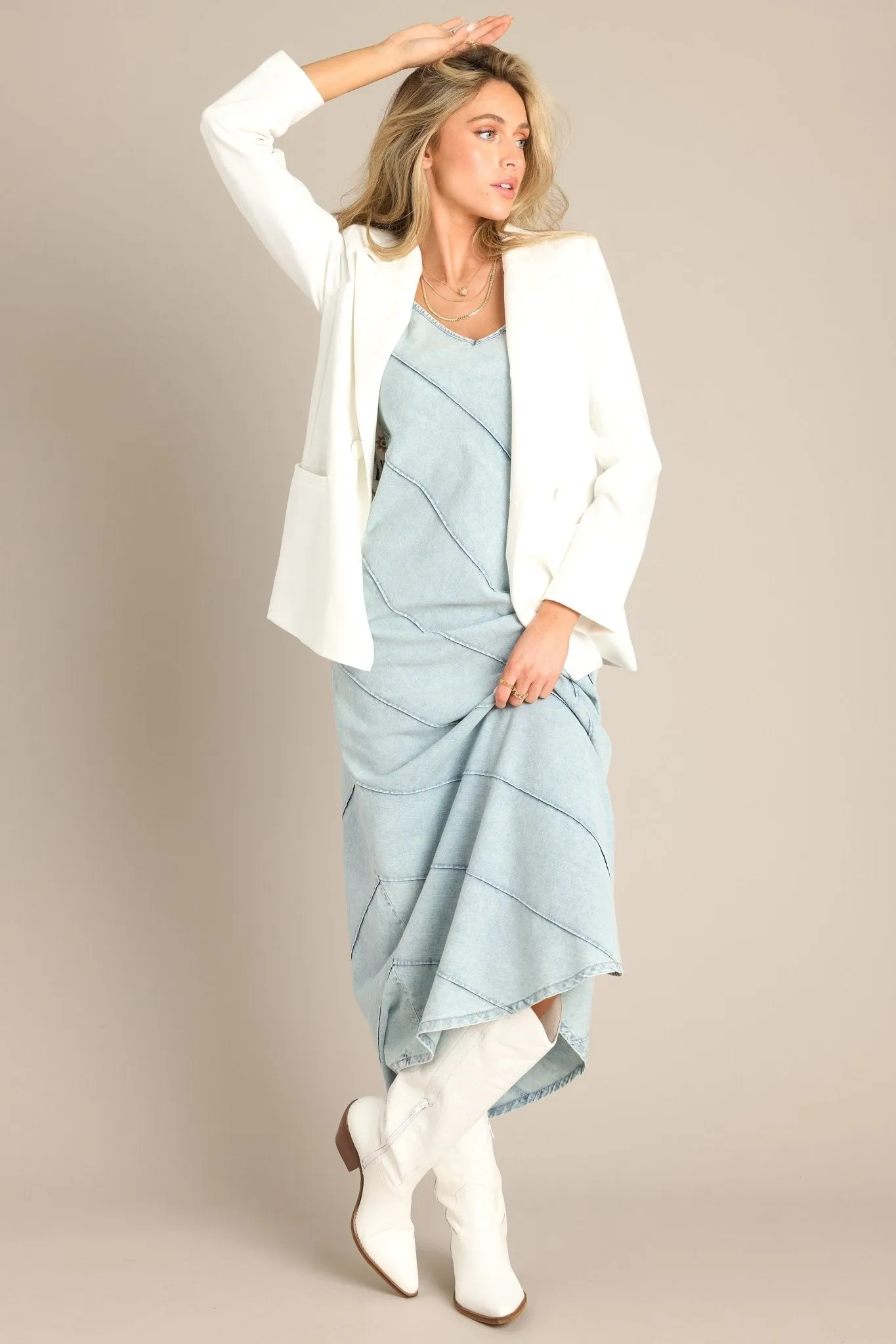 Freedom Calls Light Chambray Maxi Dress