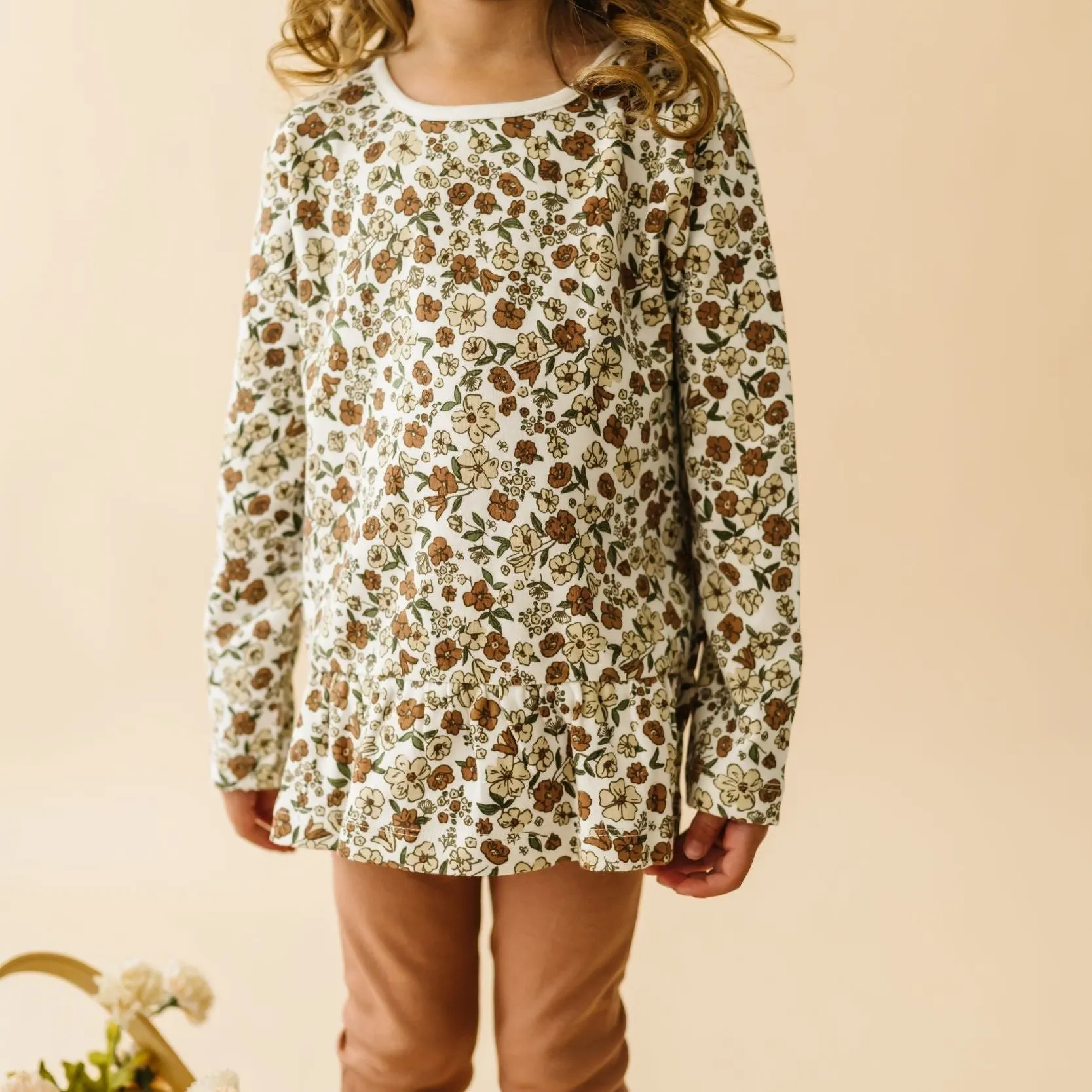 Organic Peplum Top & Leggings Set -Daffodil