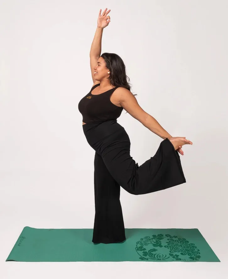 Organic Roll-Top Black Flowy Pants