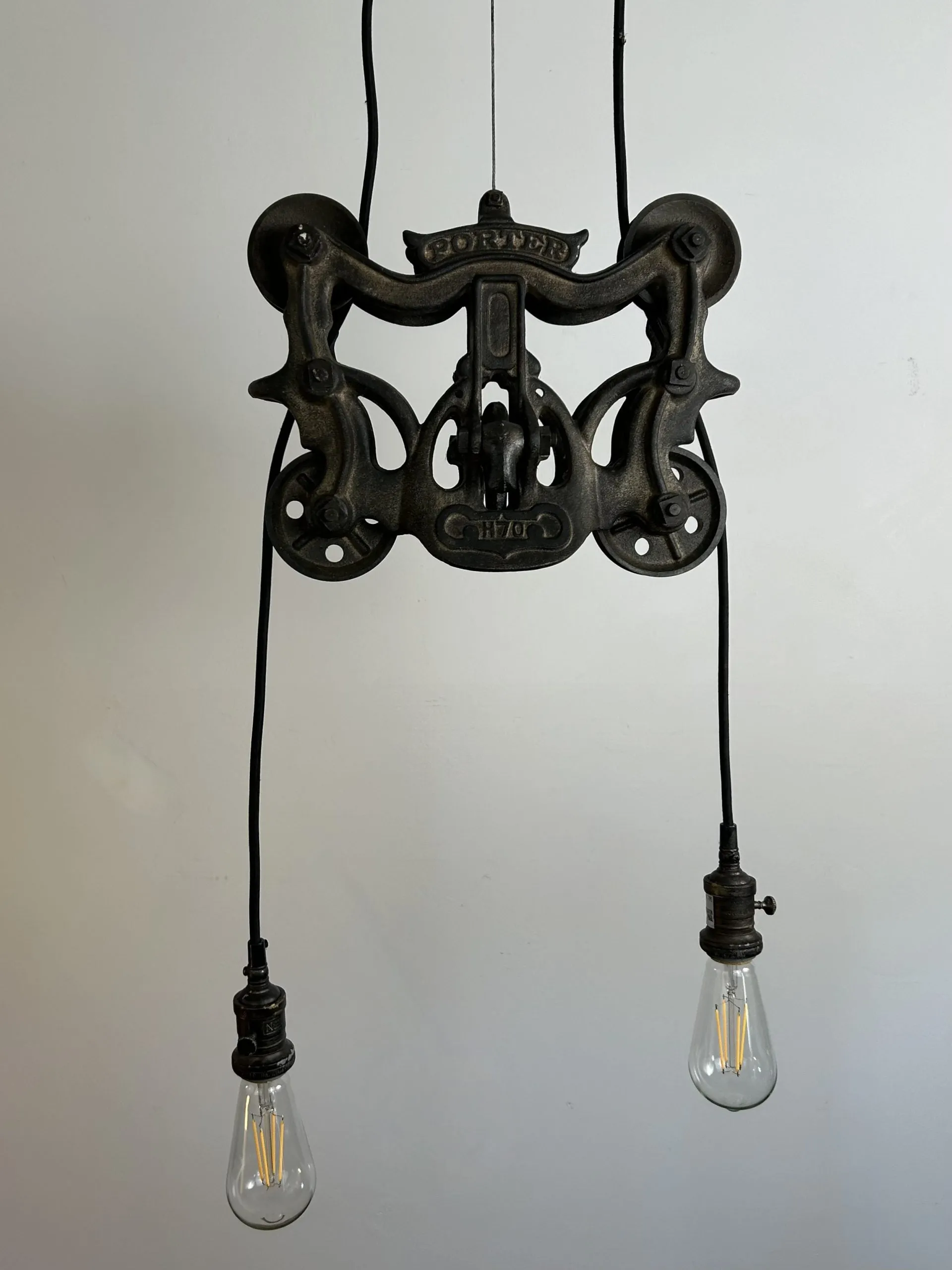 Porter Pulley Hanging Light with Two Lights