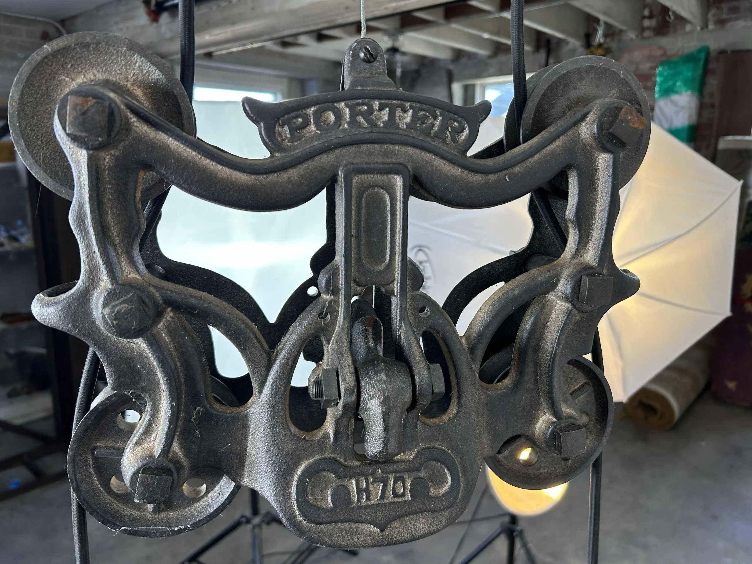 Porter Pulley Hanging Light with Two Lights