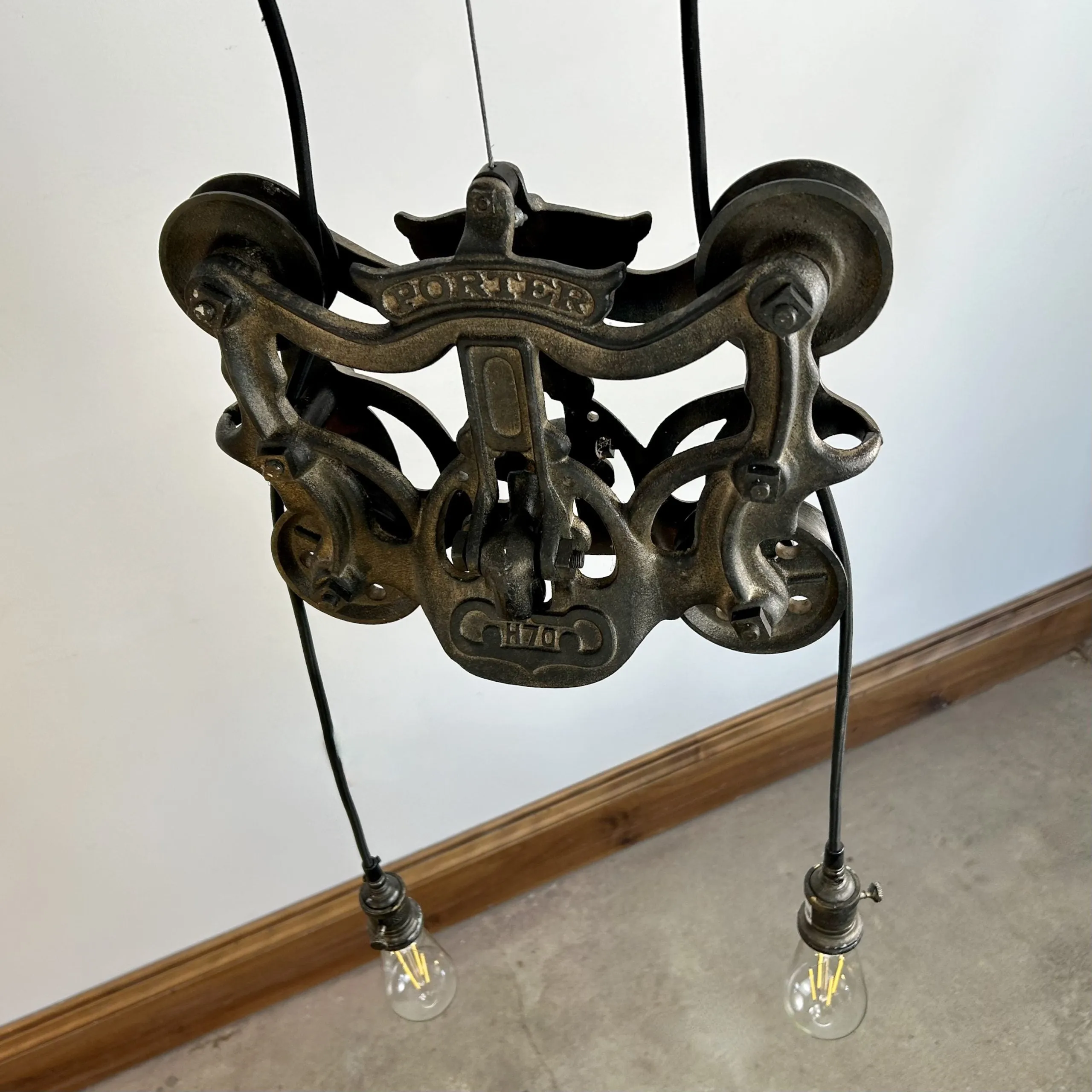 Porter Pulley Hanging Light with Two Lights