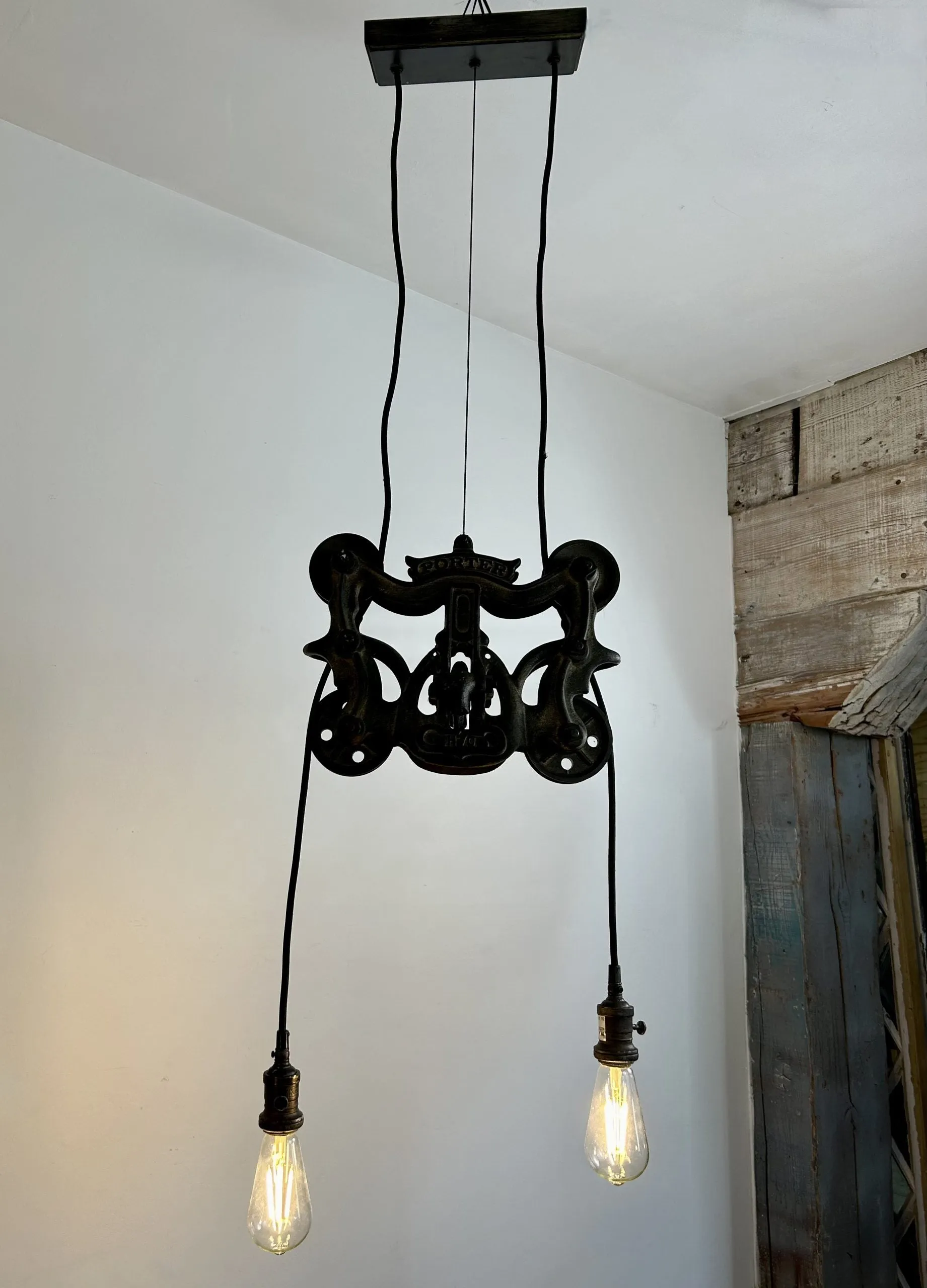 Porter Pulley Hanging Light with Two Lights