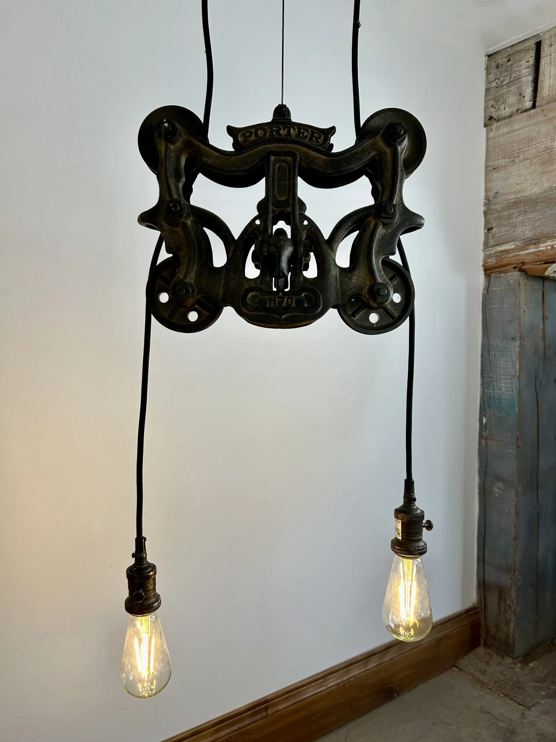 Porter Pulley Hanging Light with Two Lights