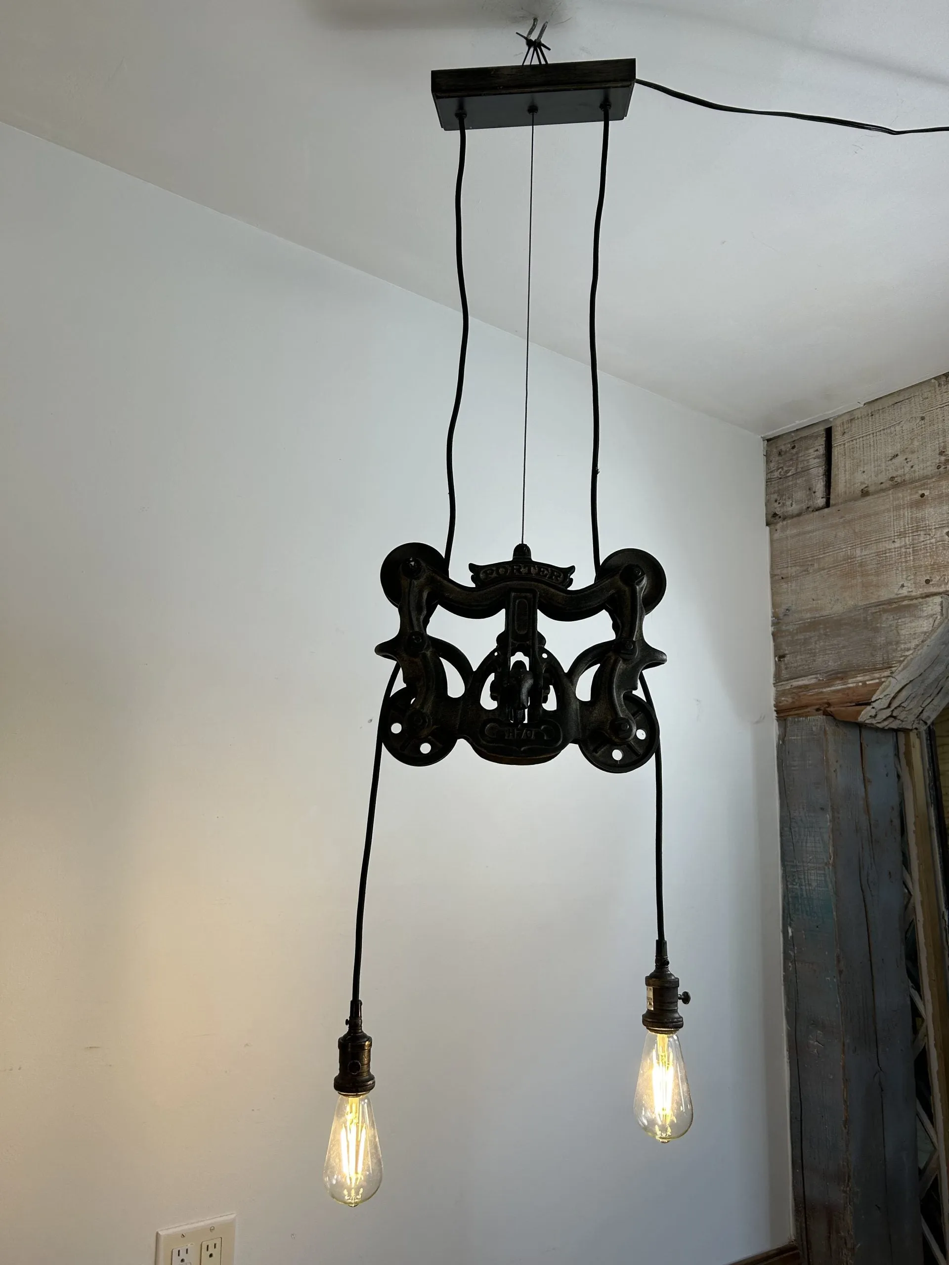 Porter Pulley Hanging Light with Two Lights