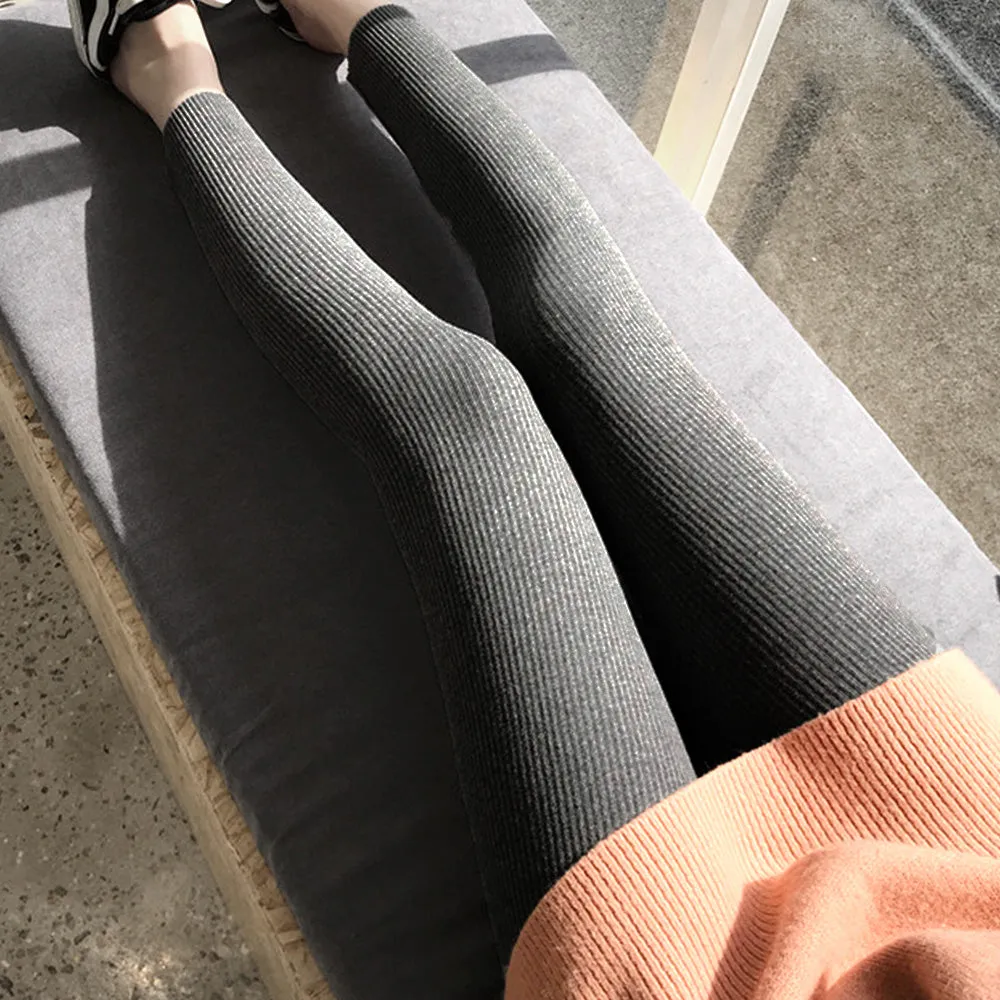Ribbed Travel Leggings with Stretch Comfort