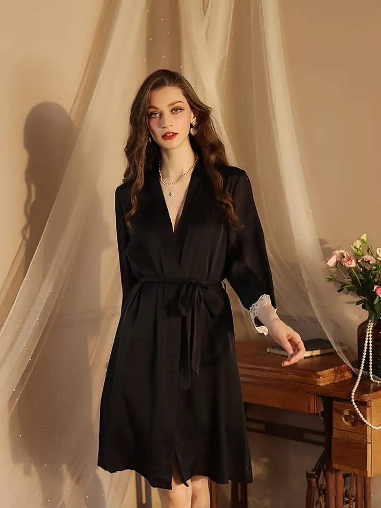 Satin lace robe