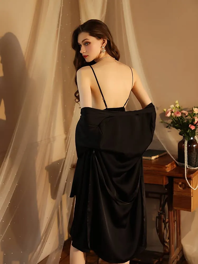 Satin lace robe