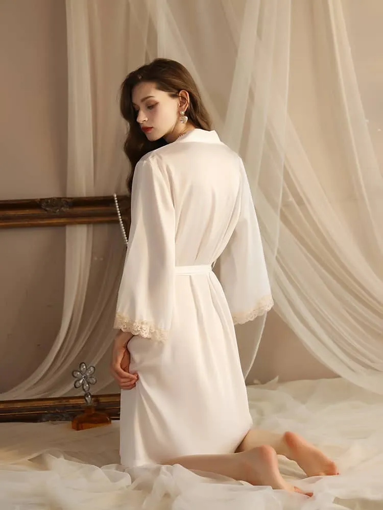 Satin lace robe