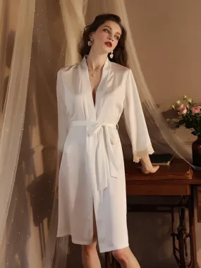 Satin lace robe