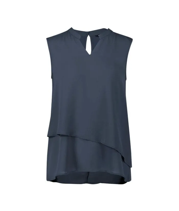 Seville Womens Sleeveless Layered Blouse
