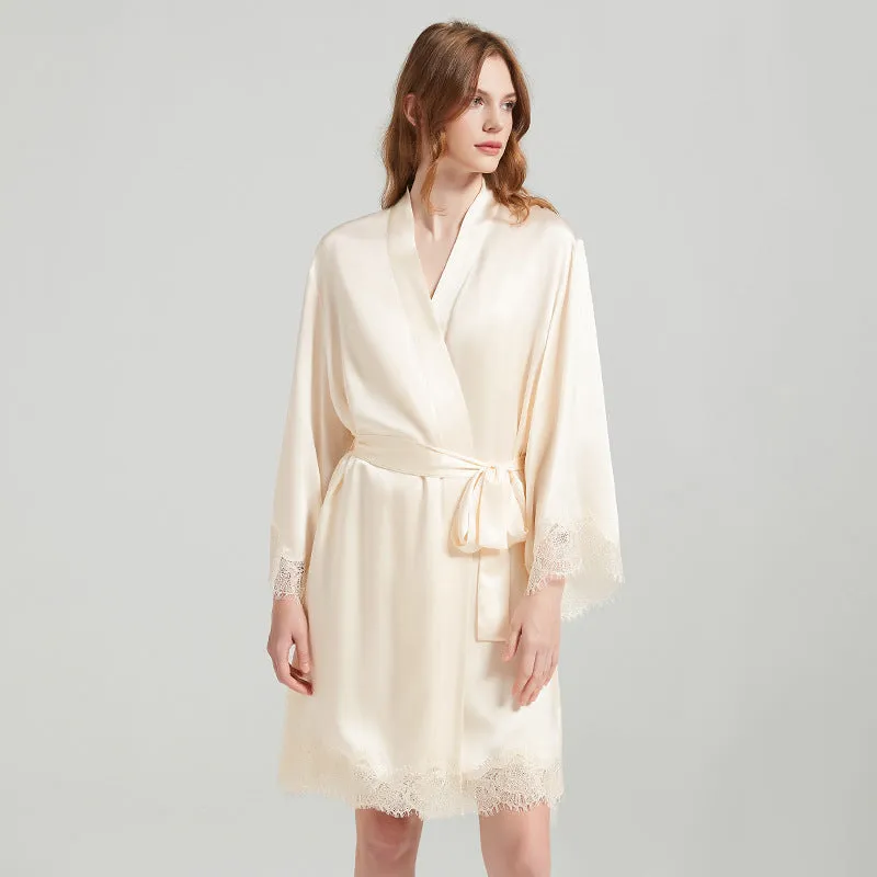 Silk Robes - Nightgown Robe Lace Suit Summer Loungewear