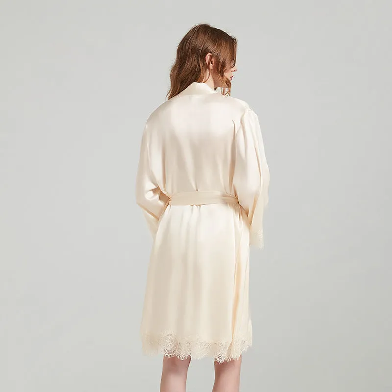 Silk Robes - Nightgown Robe Lace Suit Summer Loungewear