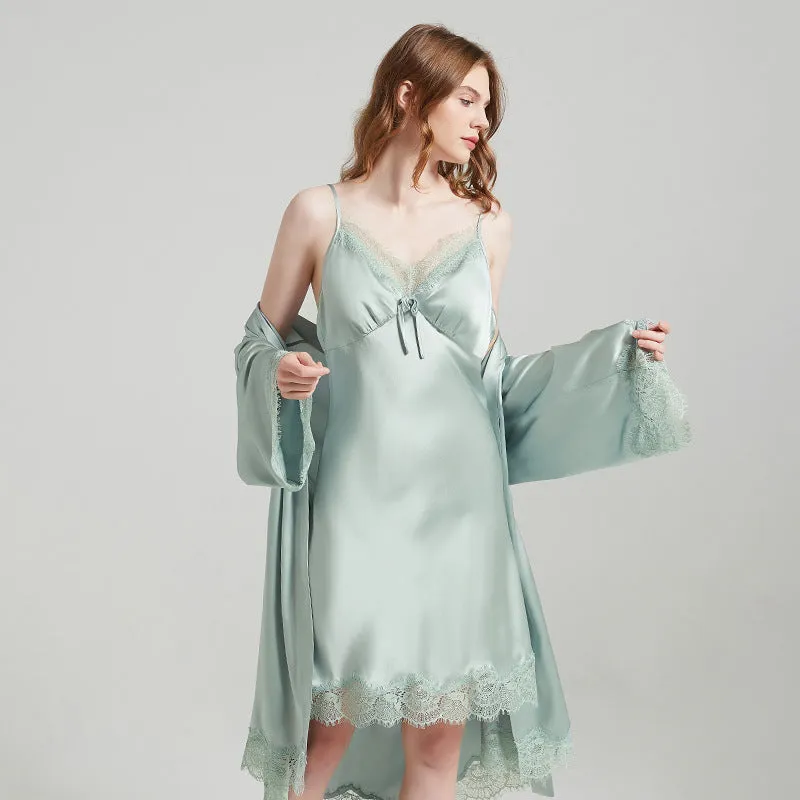 Silk Robes - Nightgown Robe Lace Suit Summer Loungewear