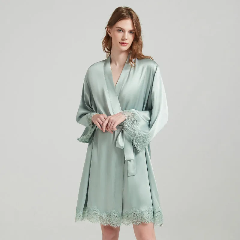 Silk Robes - Nightgown Robe Lace Suit Summer Loungewear