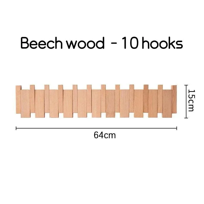 Solid Wood Clothes Hanging Wall Mounted Rack