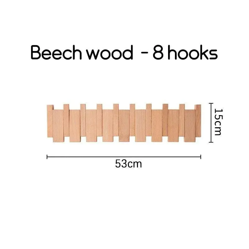 Solid Wood Clothes Hanging Wall Mounted Rack