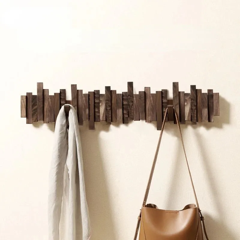 Solid Wood Clothes Hanging Wall Mounted Rack
