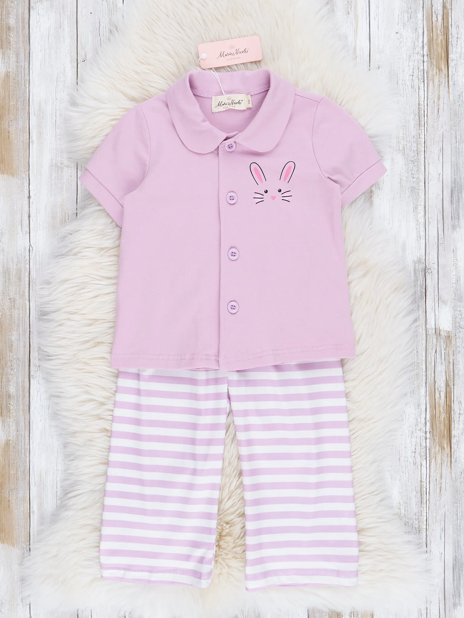 Spring Bunny Purple Striped Pajamas