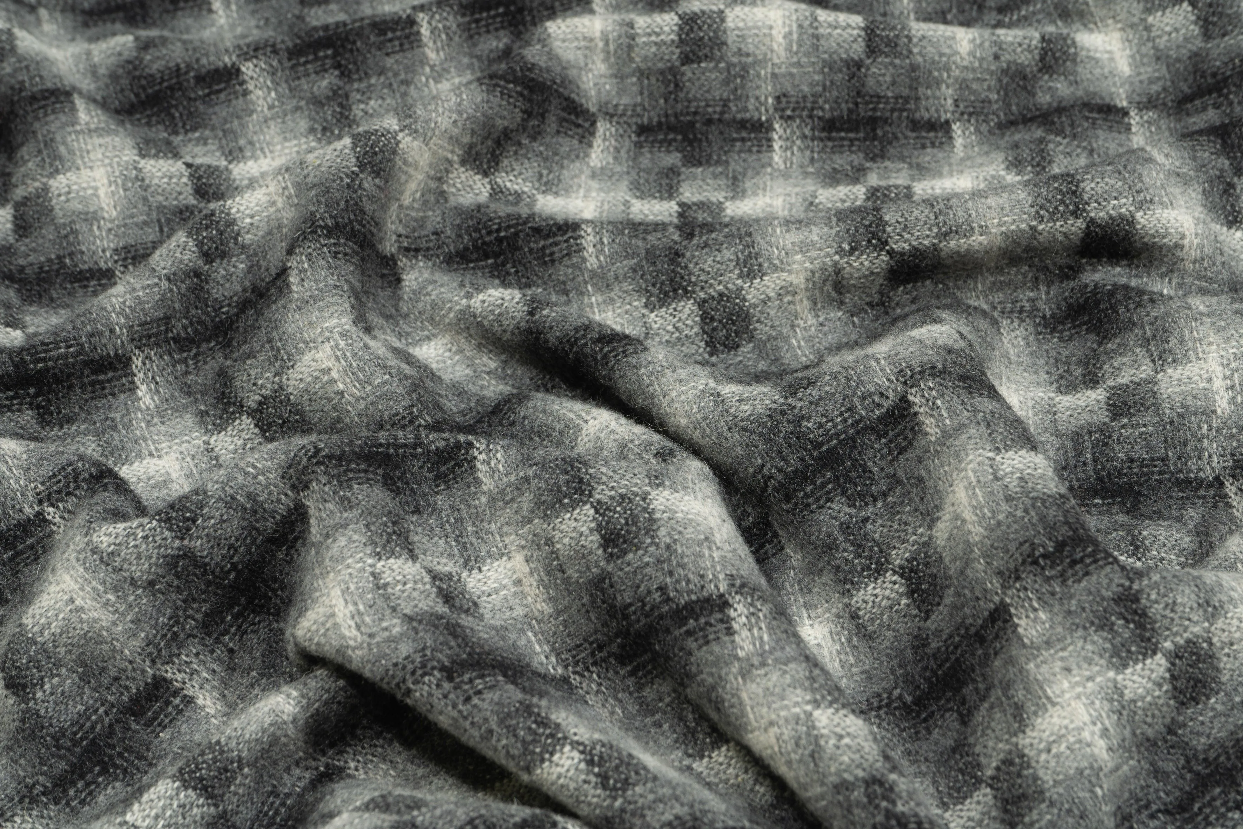 Washed Gray Checked Italian Wool